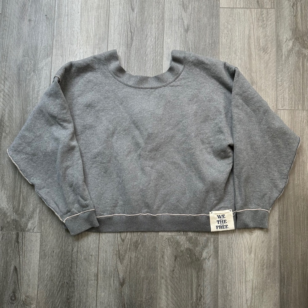 NWOT Free people We The Free afternoon pullover Gray Cropped Sweatshirt womens S